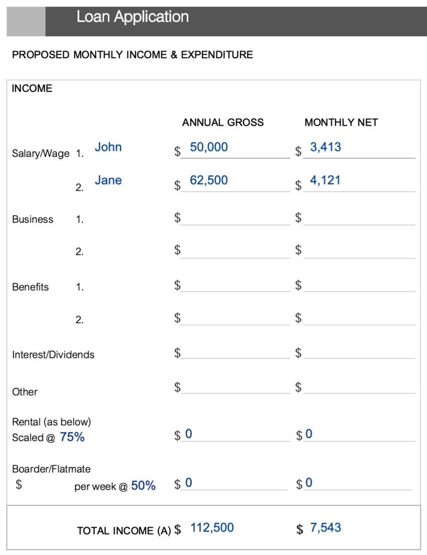 Mortgage Application Example Page 3 Income Details